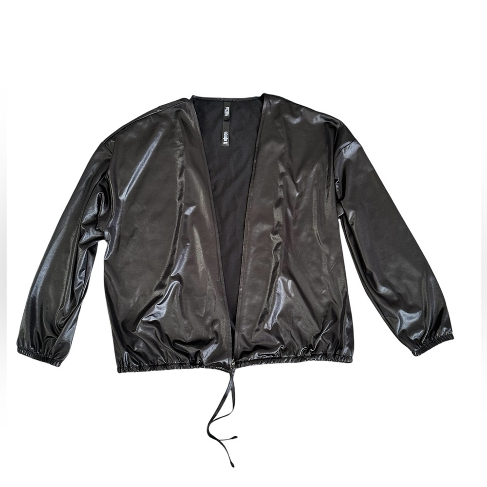 Victoria Sport Black Leather-Look Satin Jacket Size S